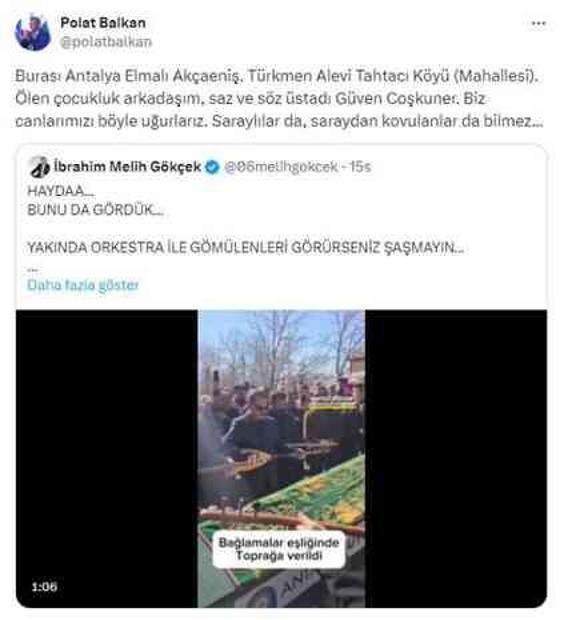 Melih Gökçek'in alevi cenaze törenine yaptığı yoruma tepki!