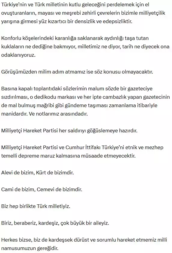 Kürt ve Alevi sözleriyle ilgili Bahçeli'den dikkat çeken çıkış