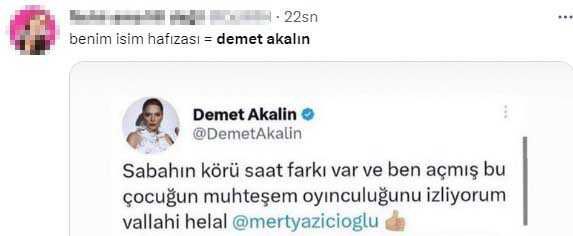 Mert Ramazan Demir'in oyunculuğunu övmek isteyen Demet Akalın isimleri karıştırınca alay konusu oldu