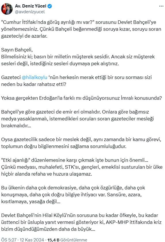 CHP'den Bahçeli'ye Tepki: 'Medya Bağımsız Olmalı'