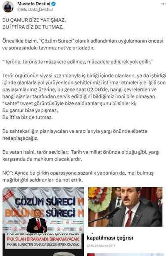 'Özerkliği kabul edebiliriz' paylaşımı yaptı mı? Destici'den açıklama var