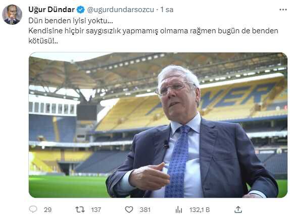 Sosyal medyadan paylaştı! Uğur Dündar'dan Aziz Yıldırım'a videolu cevap