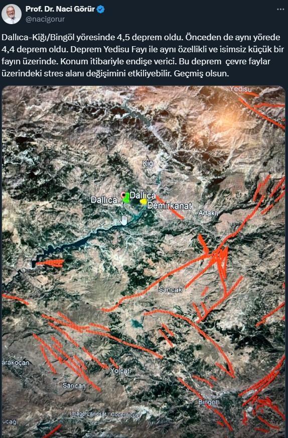 Naci Görür'den endişe veren Bingöl yorumu: Konum itibari ile endişe verici