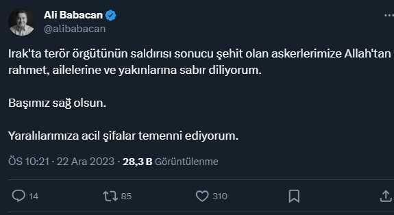 Şehitler için siyasilerden peş peşe taziye mesajları