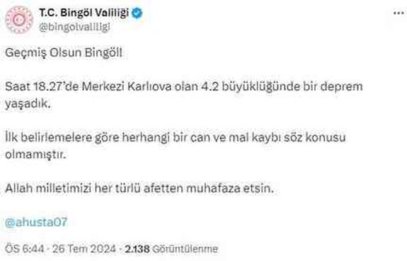 Bingöl'deki 4,2'lik depremin ardından Naci Görür'den endişelendiren açıklama: Küçük ama yeri can sıkıcı