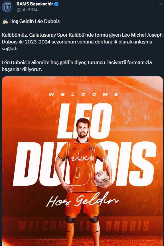 Okan Buruk biletini kesti! Galatasaray, Leo Dubois'i 1 yıllığına Başakşehir'e kiraladı