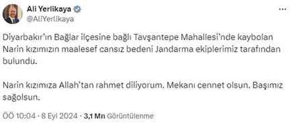 Diyarbakır'da Narin Güran soruşturması kapsamında 21 kişi gözaltına alındı