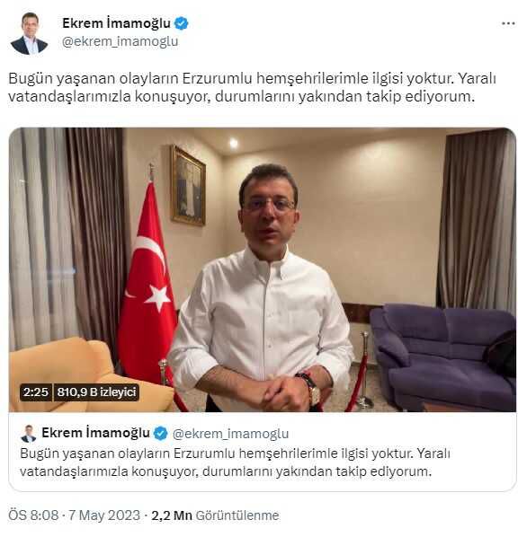 Erzurum'da taşlı saldırıya uğrayan İmamoğlu, iktidara böyle seslendi: Son kez uyarıyorum, yapmayın çok yanlış yoldasınız