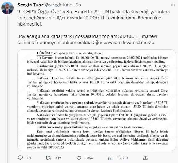 CHP'li Özgür Özel, Fahrettin Altun hakkındaki iddiaları nedeniyle tazminat ödeyecek