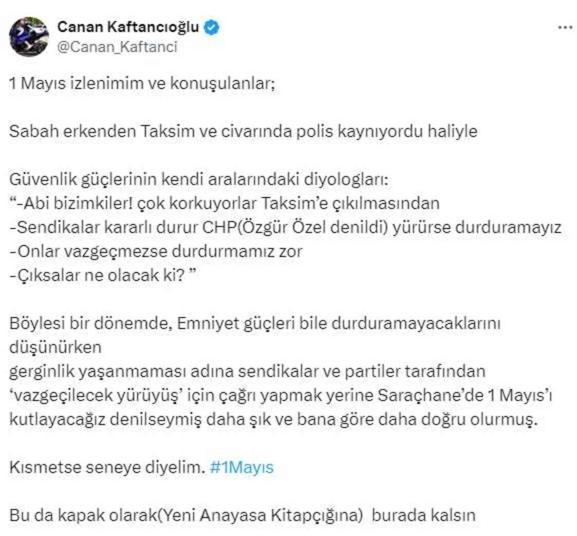 Canan Kaftancıoğlu'ndan Taksim'e yürümekten vazgeçen Özgür Özel'e tepki