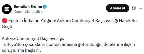 Epstein iddiaları ile ilgili Ankara Cumhuriyet Başsavcılığı soruşturma başlattı