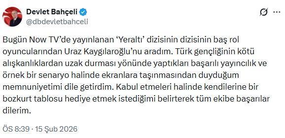 Bahçeli'den Uraz Kaygılaroğlu'na telefon