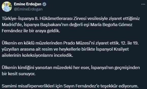 Emine Erdoğan, İspanya Başbakanı'nın eşi ile Prado Müzesi'ni ziyaret etti