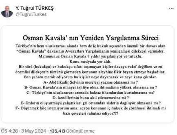 AK Partili Tuğrul Türkeş'ten 'Osman Kavala' çıkışı: Neye dayanarak ve neye karşı çıktılar?