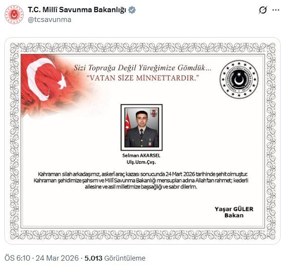 Ağrı'daki askeri araç kazasında şehit sayısı 2'ye yükseldi