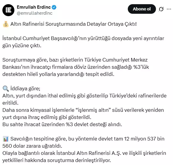 Altın rafinerisi soruşturması görseli