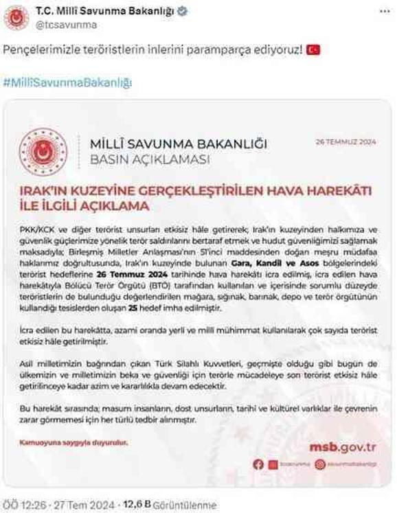 Kuzey Irak'a hava hava harekatı! 254 terör hedefi yerle bir edildi