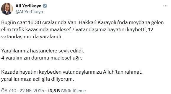 Van'da katliam gibi kaza: 7 ölü, 12 yaralı