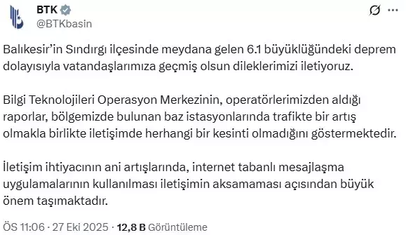 Balıkesir Sındırgı'da 6.1 büyüklüğünde deprem