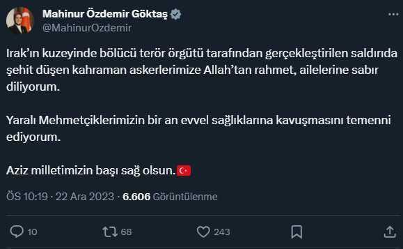 Şehitler için siyasilerden peş peşe taziye mesajları