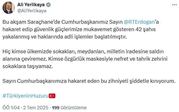 CHP'nin Saraçhane mitingi olaylı geçti! Cumhurbaşkanı'na hakaret eden 42 kişi gözaltında