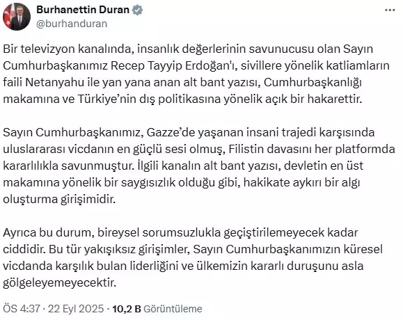 Televizyon kanalında Erdoğan ile ilgili yayınlanan skandal kj'ye soruşturma