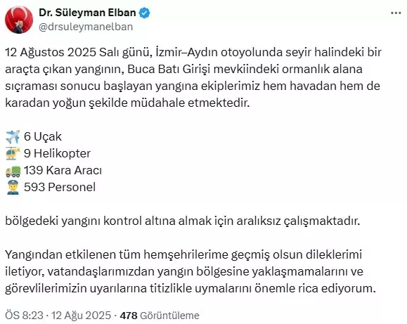 İzmir'in Buca ve Aliağa ilçelerinde orman yangını