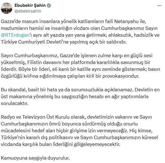 Televizyon kanalında Erdoğan'la ilgili skandal kj! Tepkiler peş peşe geldi