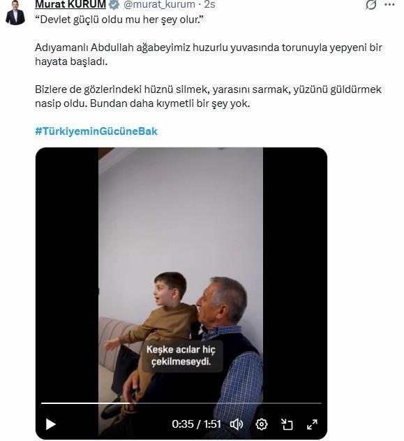 Bakan Kurum, küçük Yusuf ve dedesinin hikayesini paylaştı