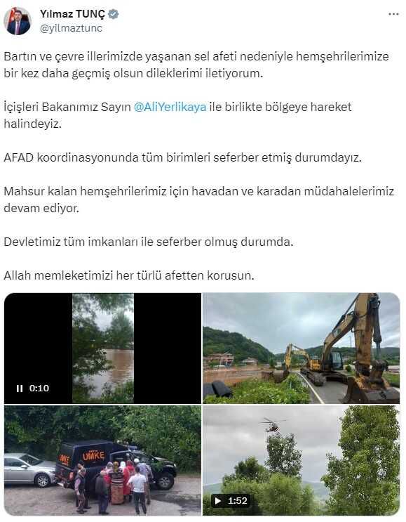 Yağışlar Karadeniz'i esir aldı: Bakan Yerlikaya ve Tunç sel bölgesine gidiyor