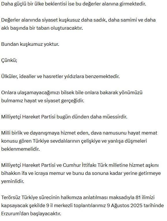 Bahçeli'den Terörsüz Türkiye mesajı: Devletin pazarlık yaptığını iddia edenler müfteridir