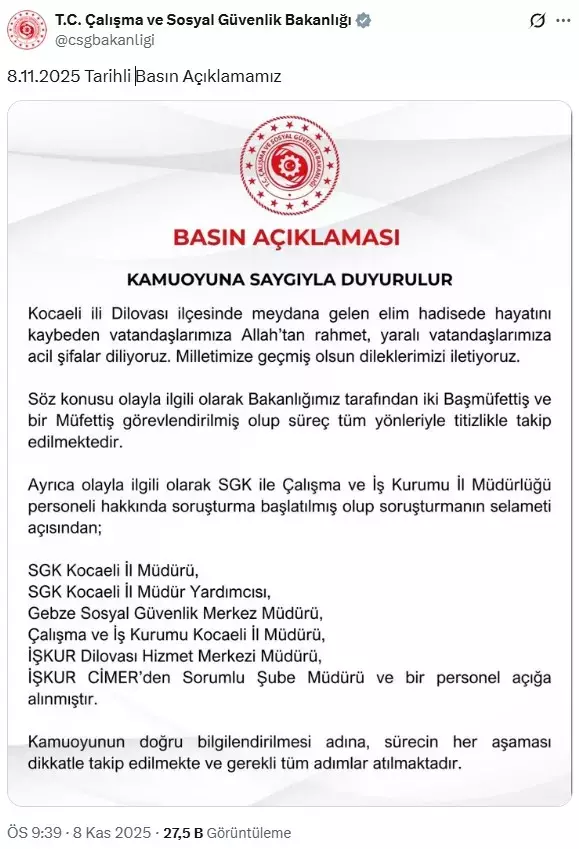 Kocaeli'deki yangın faciasında 7 kişi açığa alındı