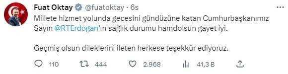 Cumhurbaşkanı Erdoğan'ın sağlık durumuyla ilgili Yardımcısı Ömer Çelik'ten açıklama: Sağlığı gayet iyi