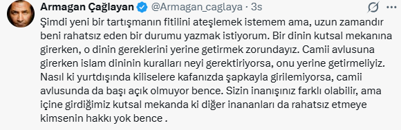 Armağan Çağlayan'dan kutsal mekanlara saygı çağrısı