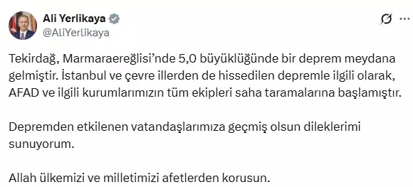 Marmara'da 5 büyüklüğünde deprem! İstanbul'da büyük panik yaşandı