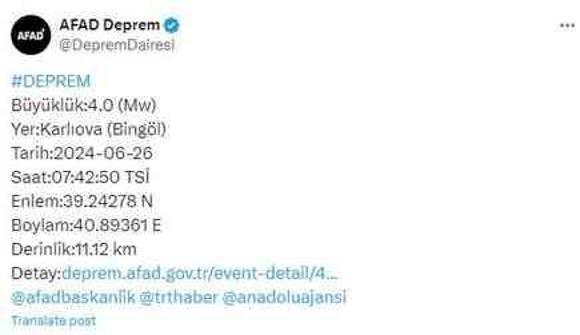 Bingöl'de deprem mi oldu, kaç şiddetinde? 26 Mayıs Bingöl'de nerede deprem oldu?