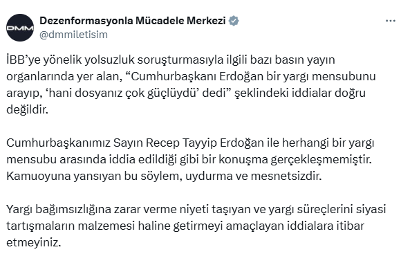 Gündem yaratan İmamoğlu iddiasına Cumhurbaşkanlığından yalanlama
