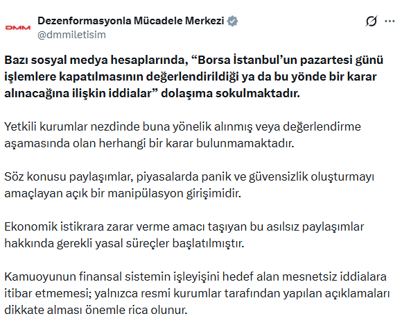 'Borsa İstanbul kapatılacak' iddiasına Cumhurbaşkanlığından yalanlama
