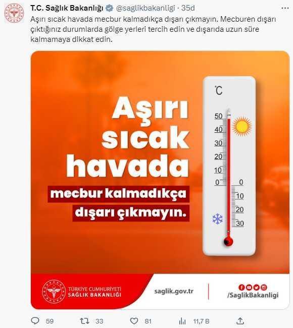 Sağlık Bakanlığı'ndan vatandaşlara 'sıcak hava' uyarı: Mecbur kalmadıkça dışarı çıkmayın