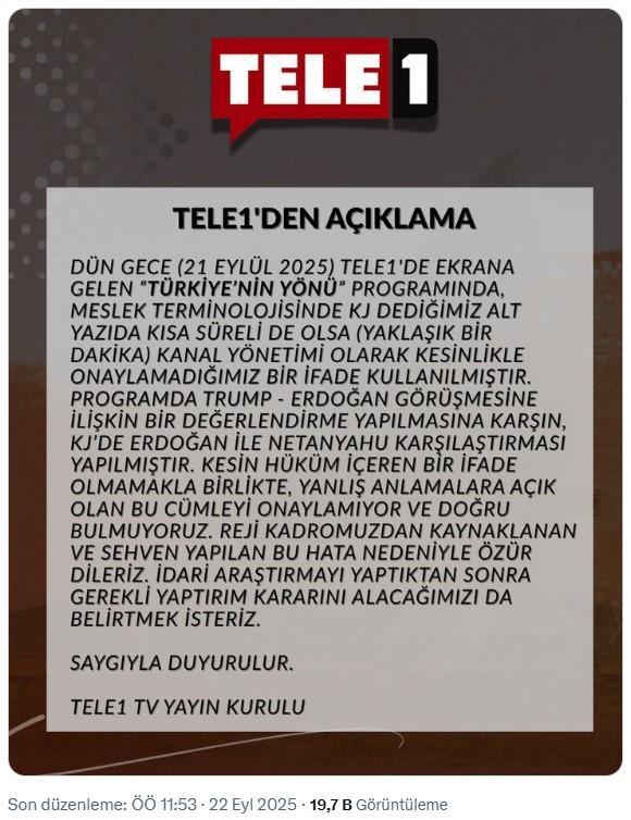 Televizyon kanalında Erdoğan'la ilgili skandal kj! Tepkiler peş peşe geldi