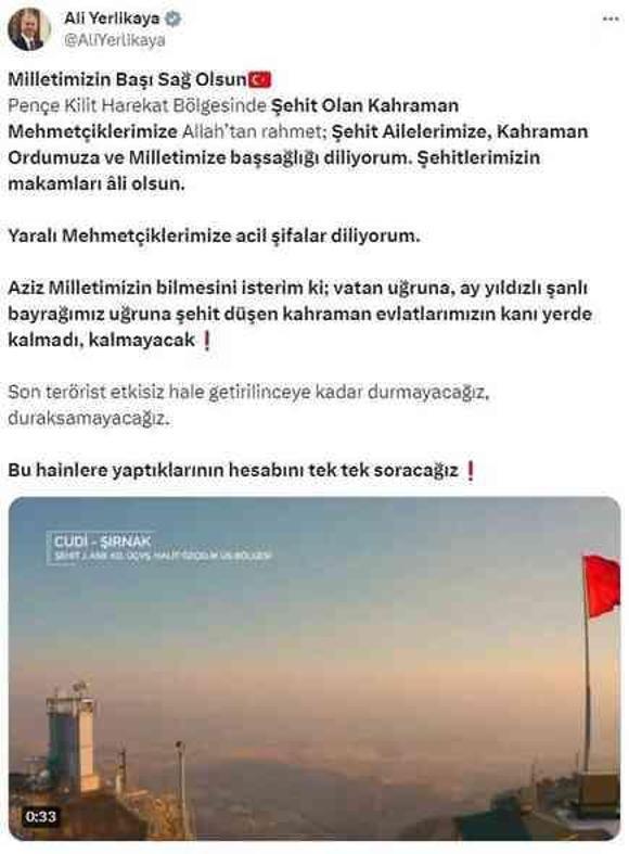 5 askerimizin şehit olması sonrası siyasilerden art arda başsağlığı mesajı