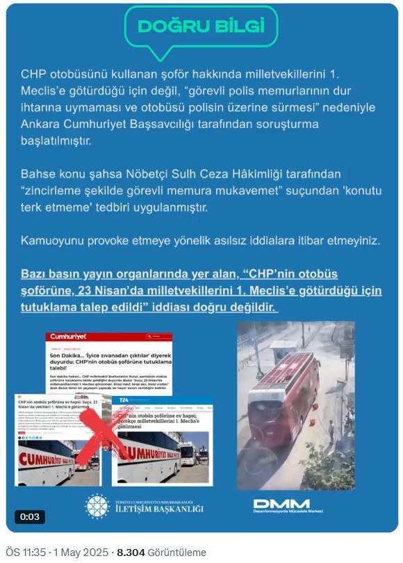 CHP'nin, 'Vekilleri 1. Meclis'e götüren şoföre hapis talebi' iddiasına yalanlama