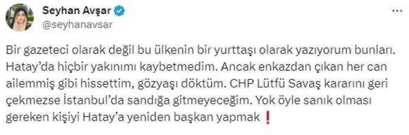 CHP'nin Hatay'da Lütfü Savaş'ı yeniden aday göstermesine tepki yağıyor