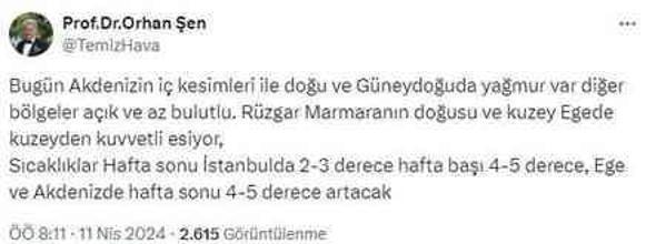 İstanbul'da hafta başından itibaren sıcaklıklar artacak