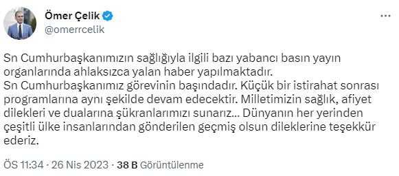 Son Dakika: Cumhurbaşkanı Yardımcısı Fuat Oktay: Cumhurbaşkanımızın sağlık durumu iyi, sürekli iletişim halindeyiz