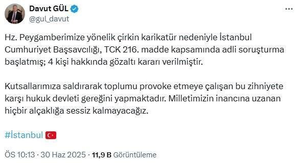 Leman'da Hz. Muhammed'e yönelik çirkin karikatür! 4 kişi için gözaltı kararı