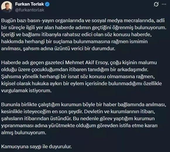 Furkan Torlak neden istifa etti? Furkan Torlak kimdir, görevi mesleği ne?