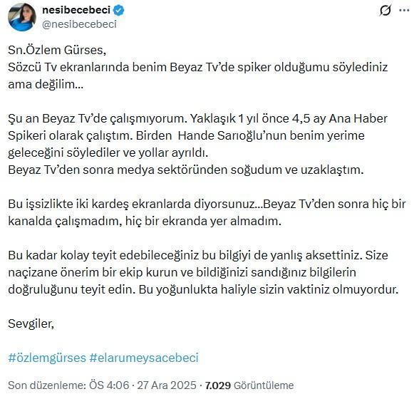 Ela Rumeysa Cebeci'nin spiker kardeşinden açıklama var! Hande Sarıoğlu detayı ilginç