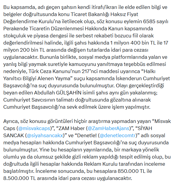 150 liralık yağı 450 liraya satan market sahibine 17 milyon lira ceza