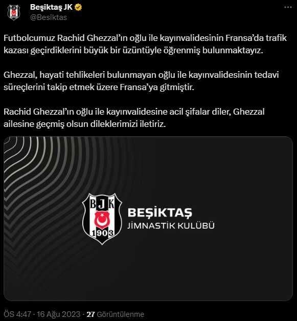 Ailesi trafik kazası geçirdi! Rachid Ghezzal, apar topar Fransa'ya gitti